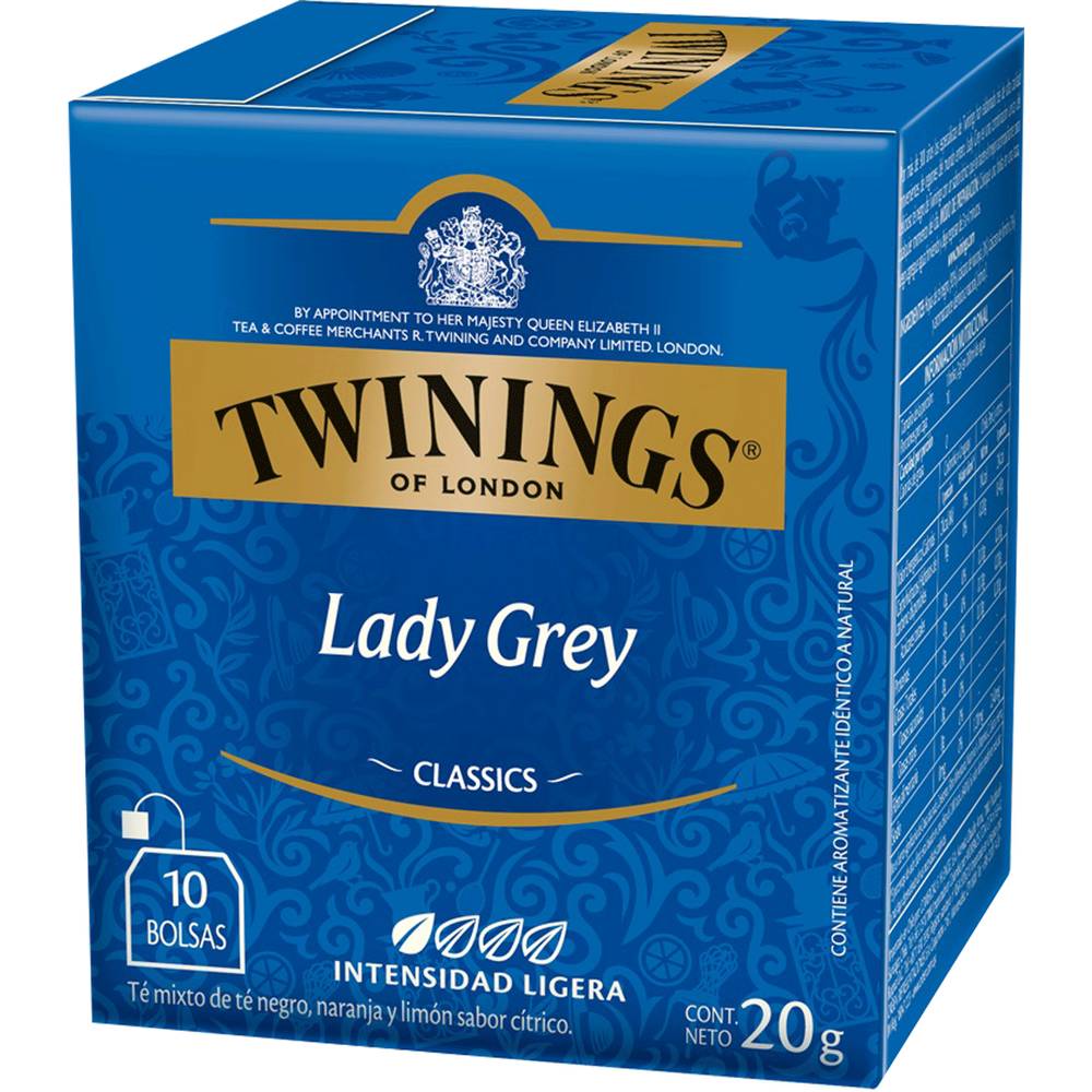 Twinings té lady grey con naranja y limón (caja 10 u)