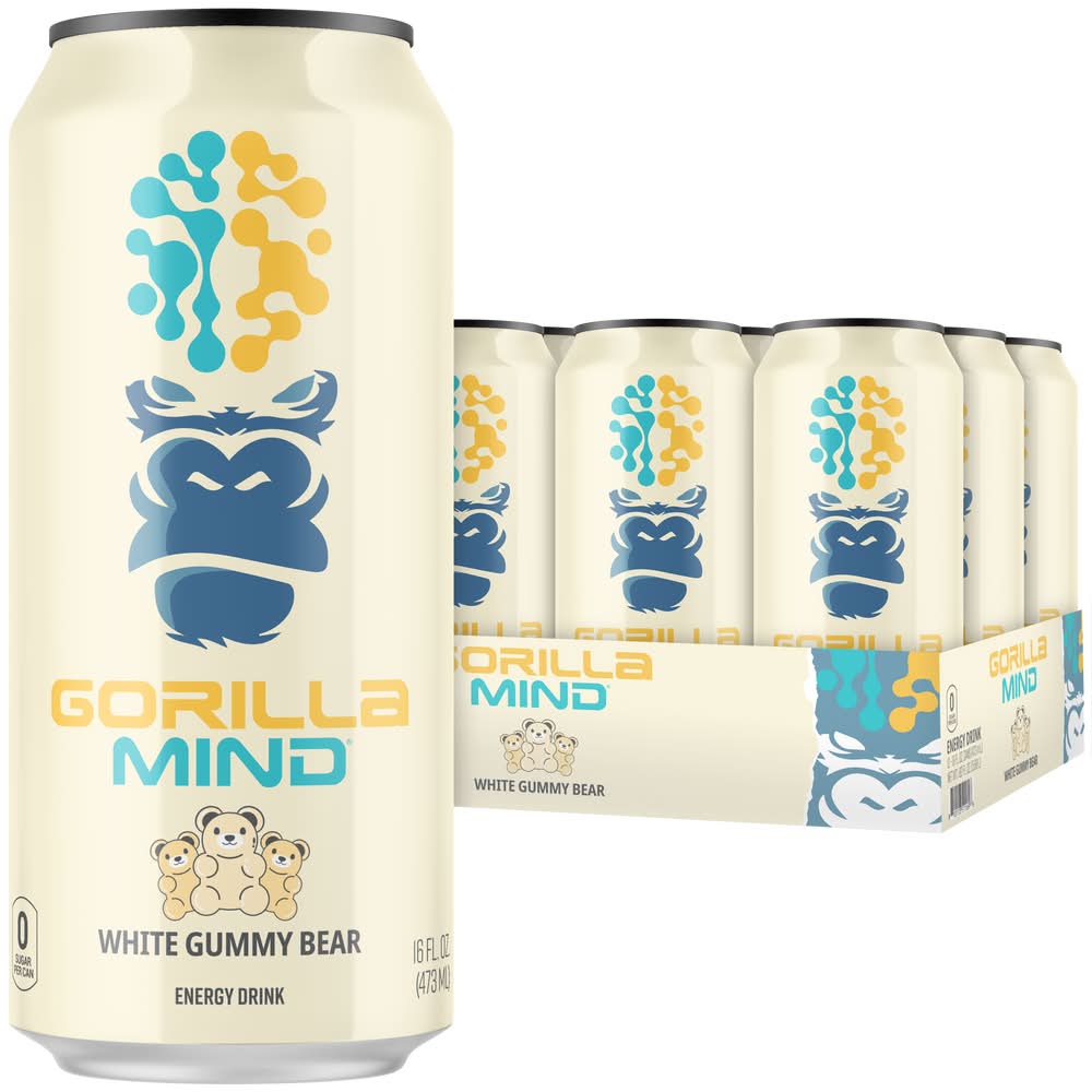 Gorilla Mind Energy Drink, White Gummy Bear (16 fl oz)