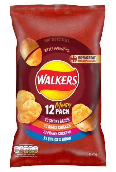 Walkers Meaty Potato Crisps Variety pack (12 x 25g)
