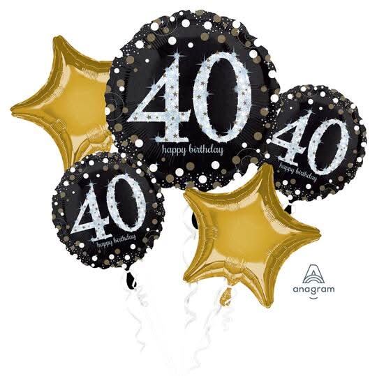 Uninflated Sparkling Celebration 40th Birthday Foil Balloon Bouquet, Assorted (5 ct)