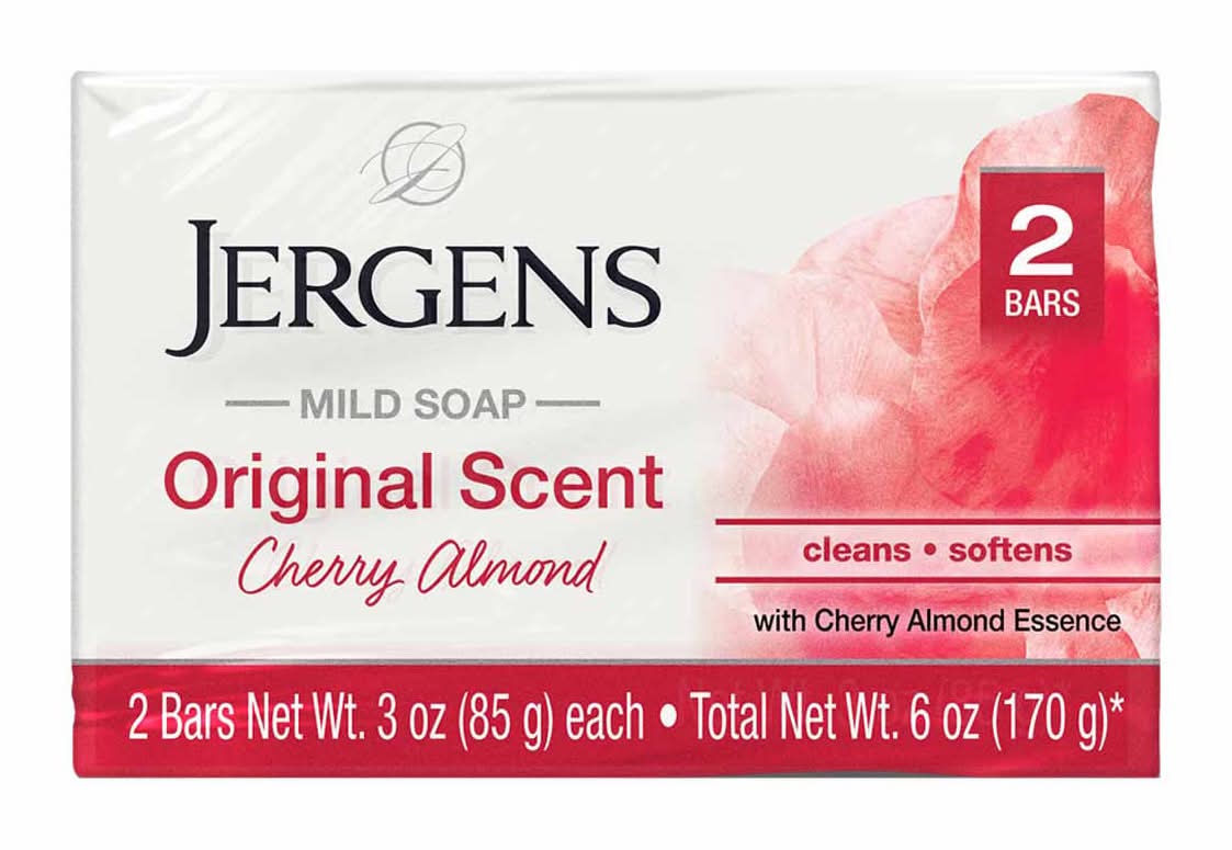 Jergens Original Scent Mild Soap Bars, Cherry Almond (2 x 3 oz)
