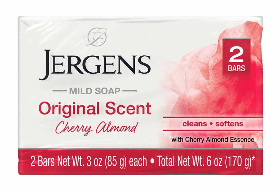 Jergens Original Scent Mild Soap Bars, Cherry Almond (2 x 3 oz)