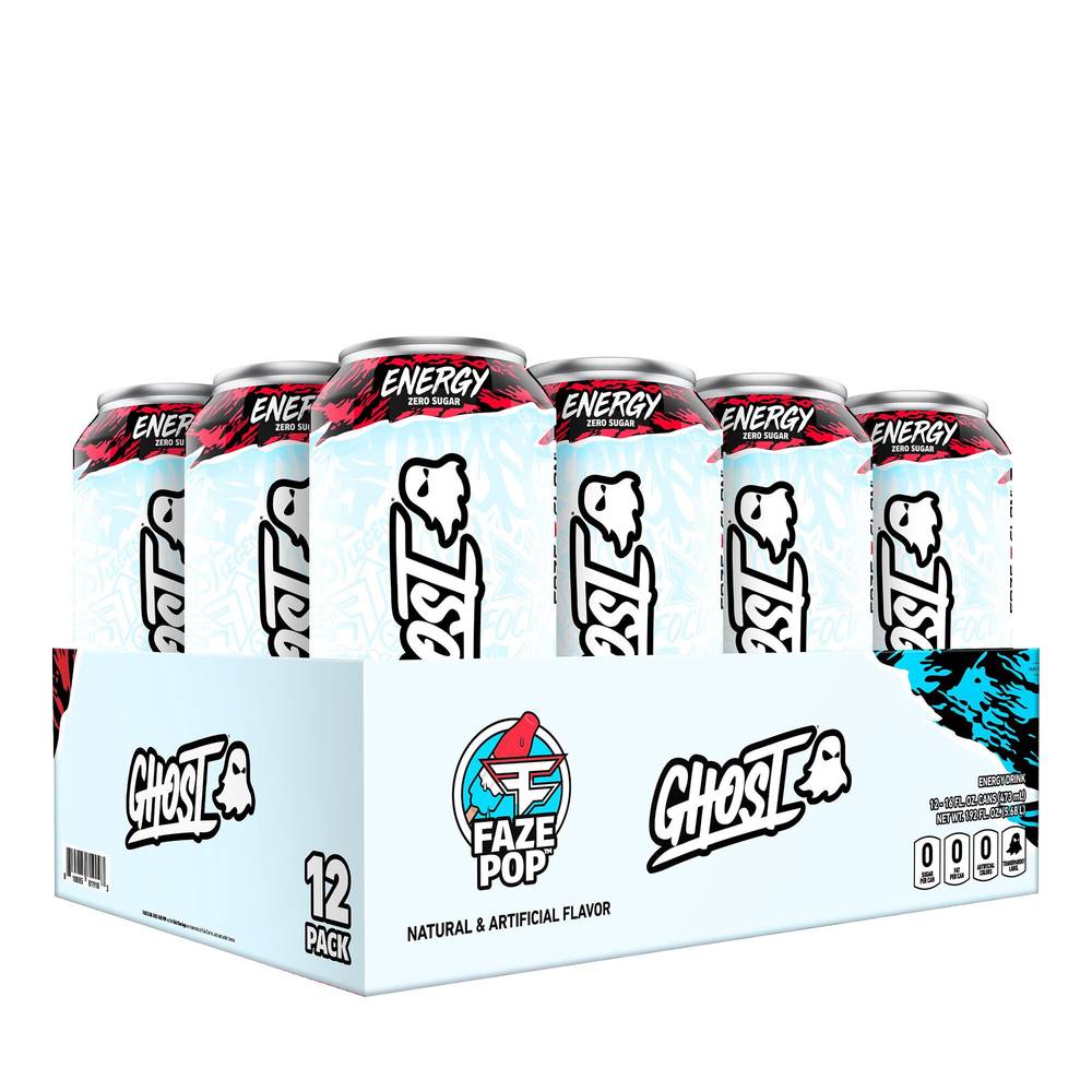 Ghost Zero Sugar Energy Drink (12 ct, 16 fl oz) (faze pop)