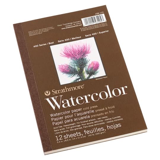 Strathmore 400 Series Wired Watercolor Paper Pad, 11x15 in, White (12 ct)