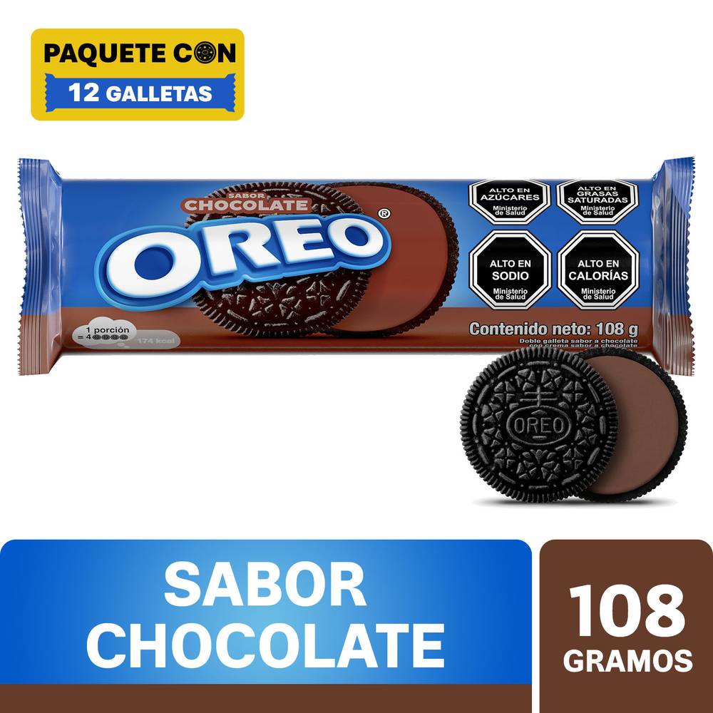 Oreo · Galletas de chocolate relleno de chocolate (108 g)