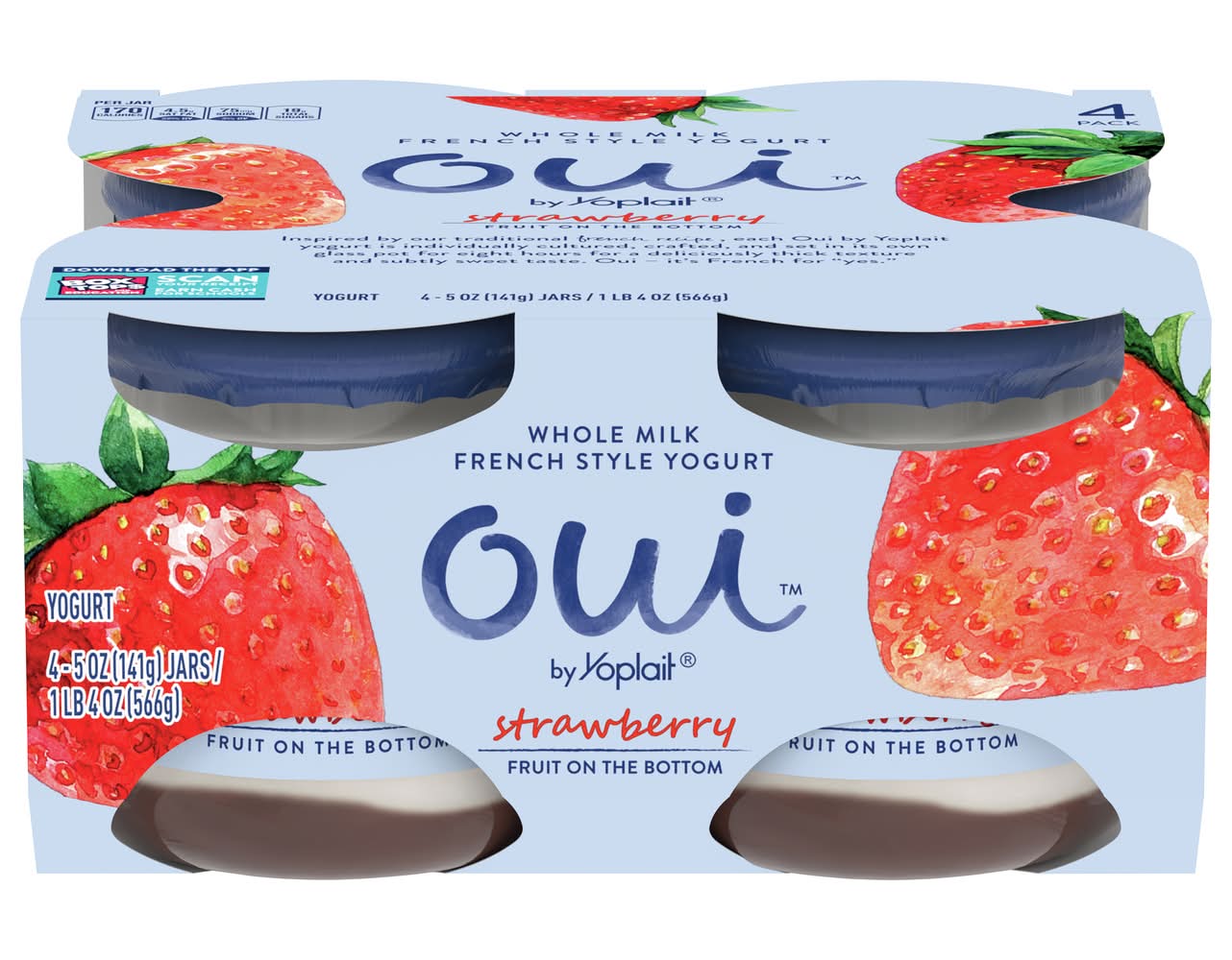 Yoplait Oui Strawberry French Style Yogurt (1.25 lbs, 4 ct)