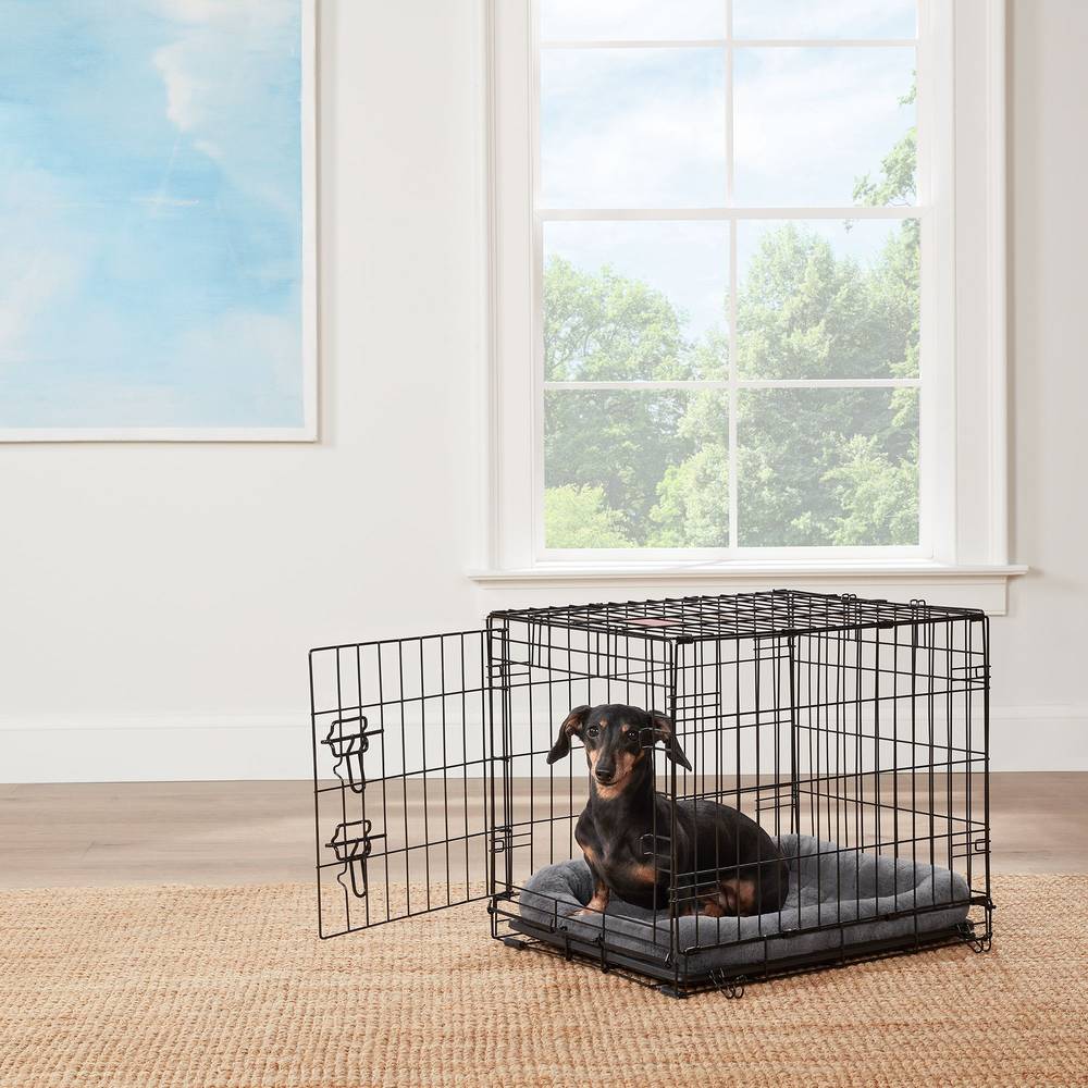 Top Paw�® Single Door Folding Wire Dog Crate (Color: Black, Size: 24\"L X 18\"W X 19\"H)