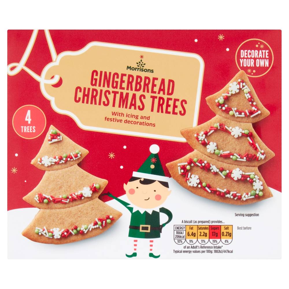 CHRISTMAS DECORATE YOUR OWN GINGERBREAD TREE 4PK