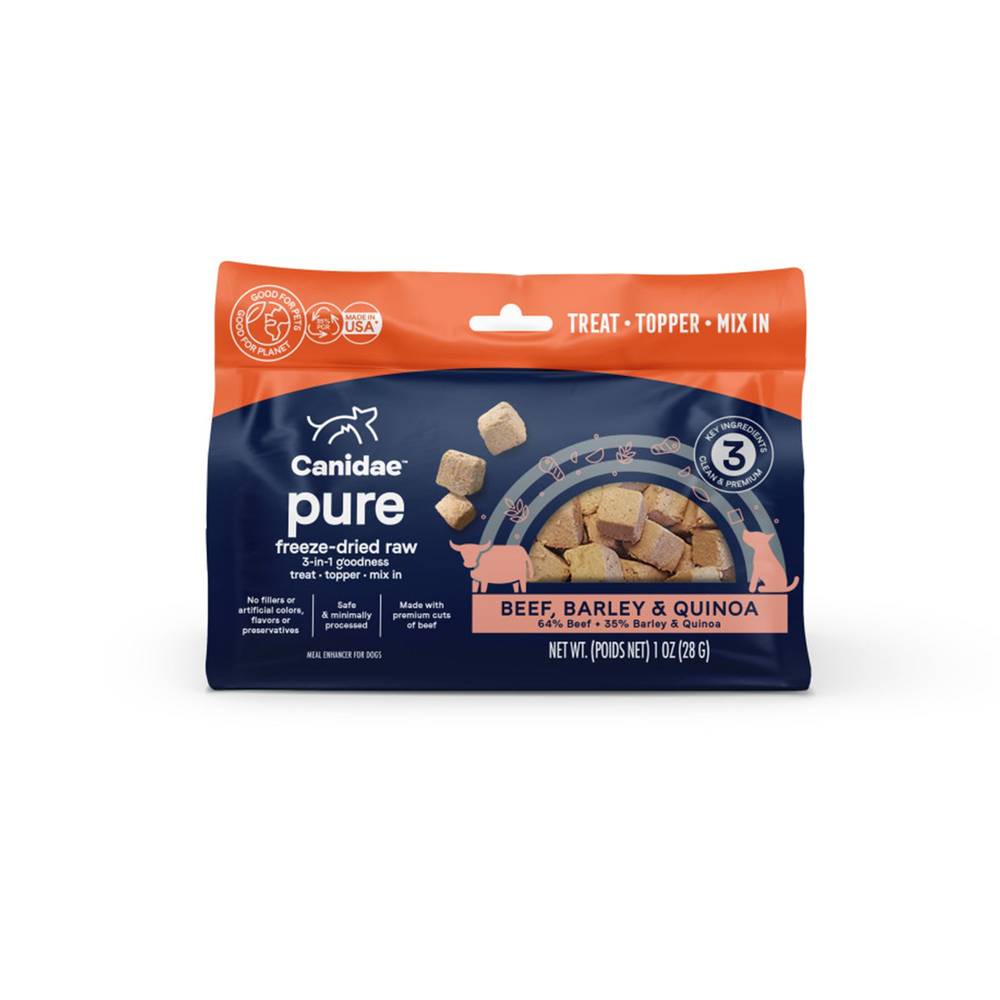 Canidae Pure 3-in-1 Goodness Freeze Dried Raw All Life Stage Dog Food Topper Treat - 2.5 Oz. (Flavor: Beef & Barley, Size: 2.5 Oz)