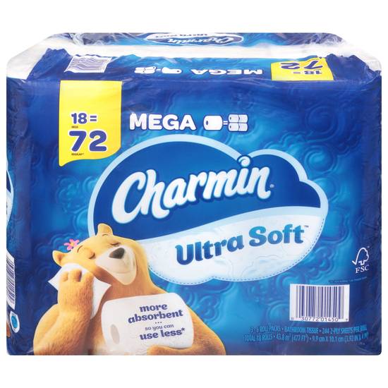 Charmin Ultra Soft 2-ply Mega Rolls Bathroom Tissue (18 ct)