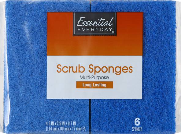 Essential Everyday Multi-Purpose Long Lasting Scrub Sponges (6 ct)