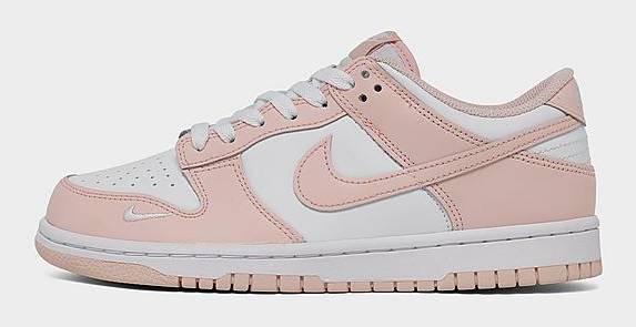 Nike Big Kids Dunk Low Casual Shoes, 7, White/Washed Coral