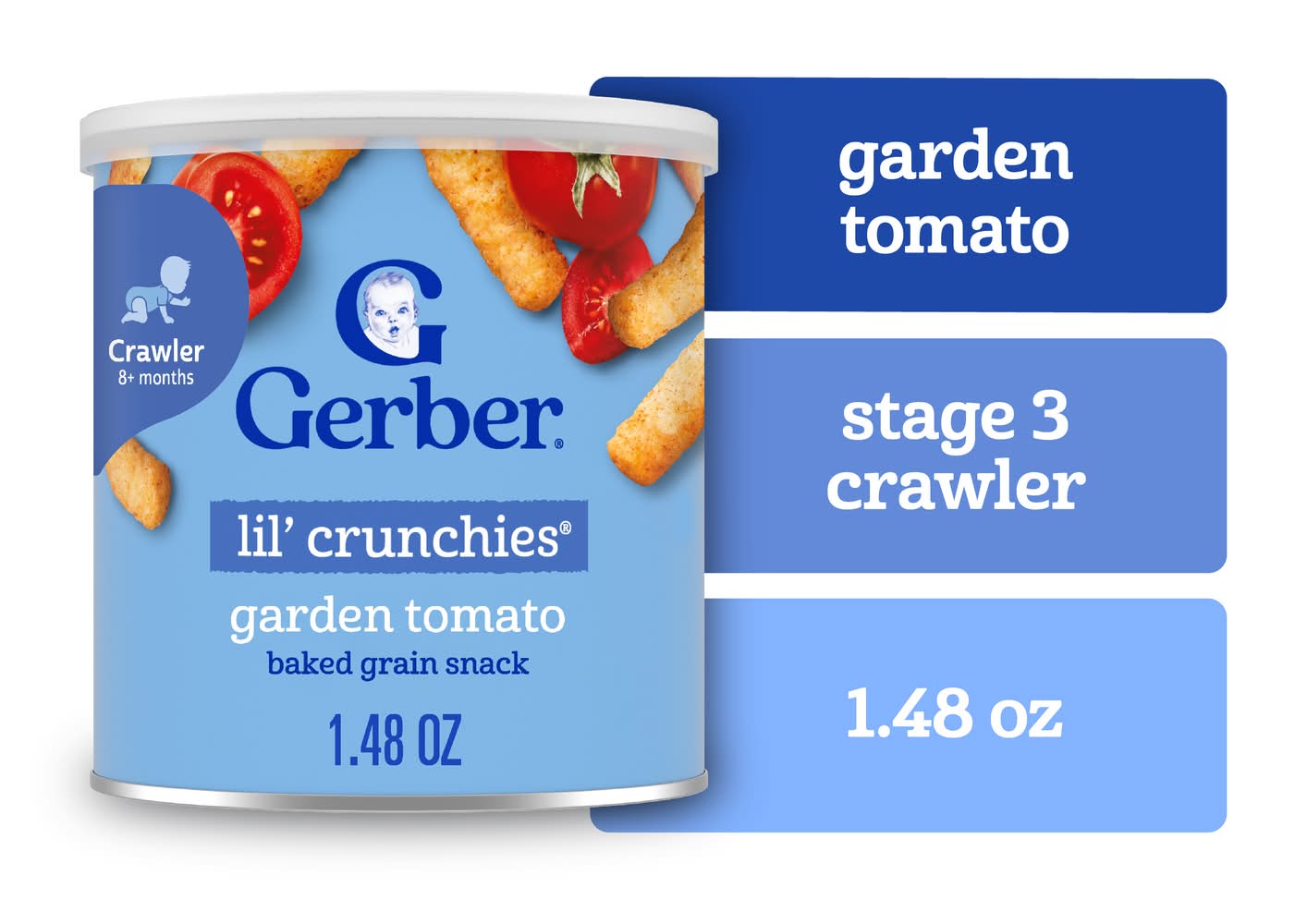 Gerber Lil' Crunchies Baked Grain Snacks For Baby, Garden Tomato, 8+ Months (1.48 oz)