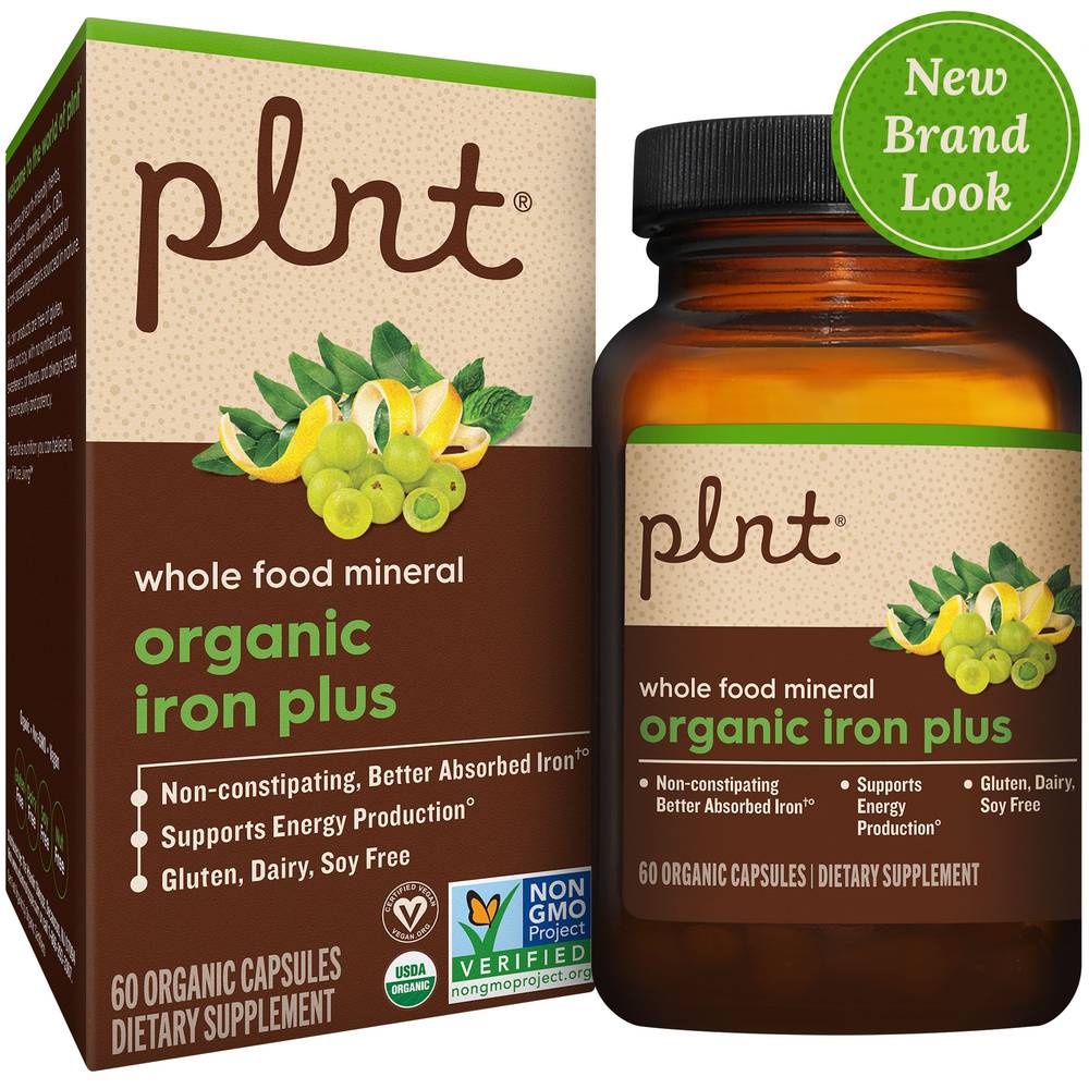 plnt Whole Food Mineral Organic Iron Plus Capsules (60 ct)