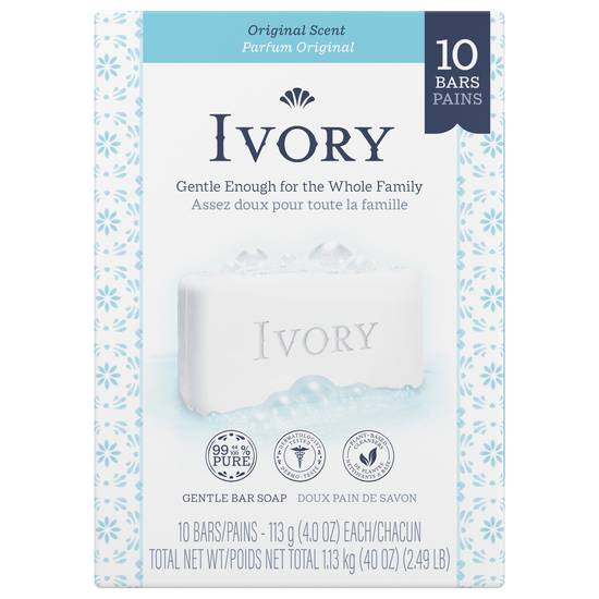 Ivory Original Clean Gentle Soap Bar (10 ct)