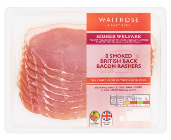 Waitrose & Partners Smoked British Back Bacon Rashers (8 pack)