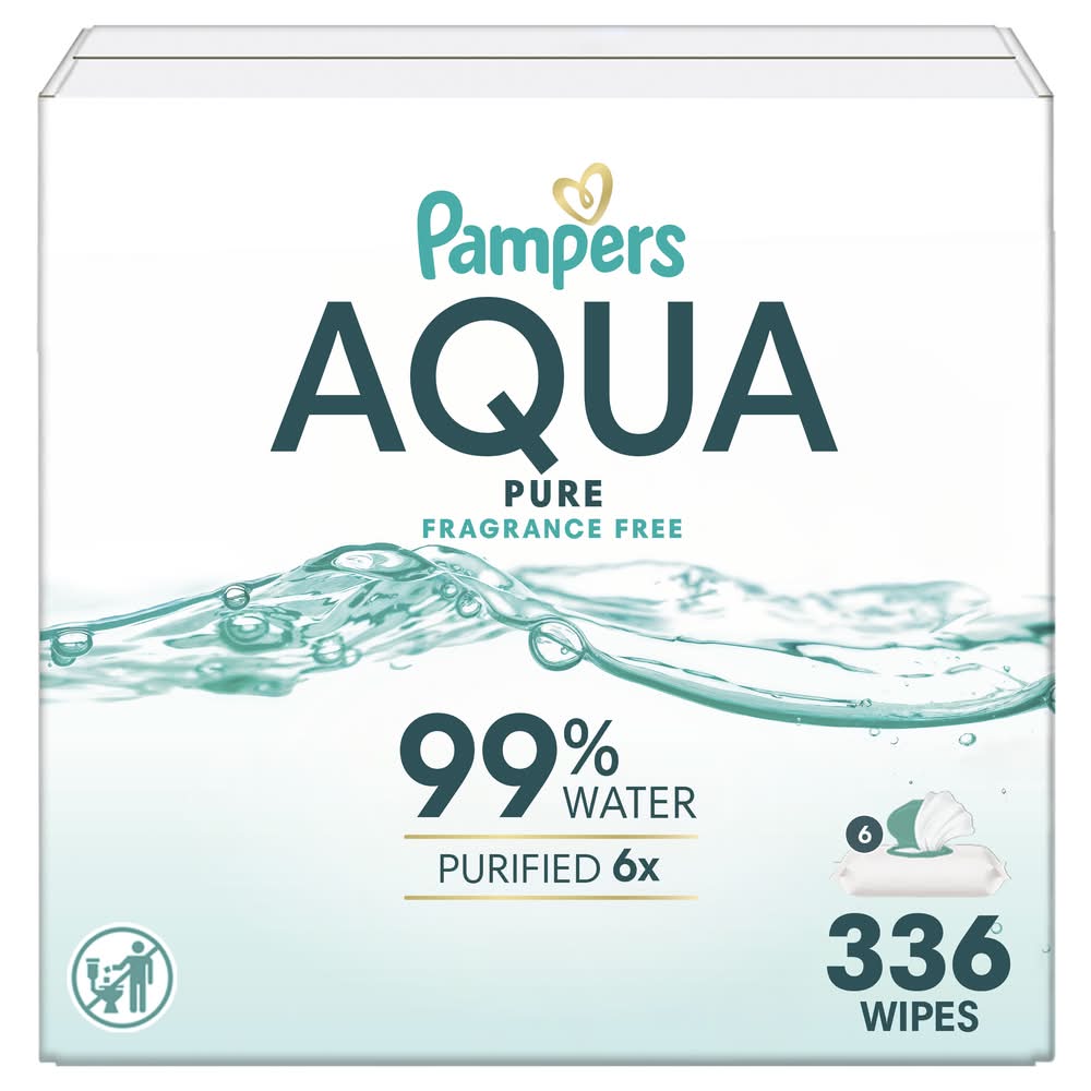 Pampers Aqua Pure Wipes, 17.8x17.0 cm (336 ct)