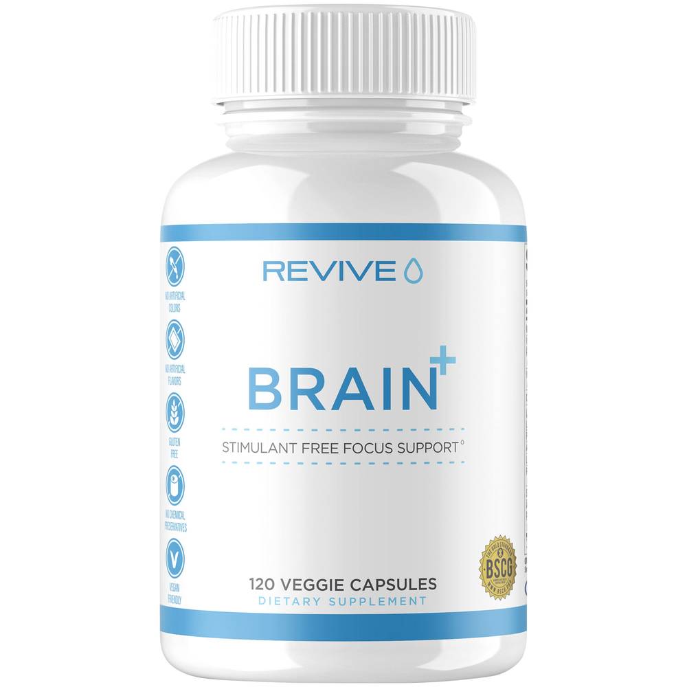 Revive Brain+ Stimulant Free Focus Support Veggie Capsules (120 ct)