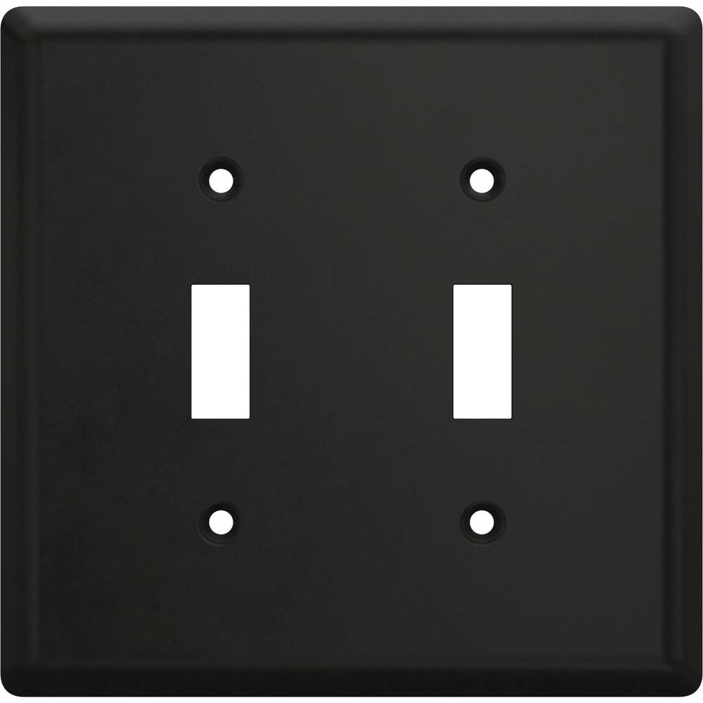 allen + roth Simple Square 2 -Gang Standard Size Matte Black Steel Indoor Toggle Wall Plate | W45067-FB-CP