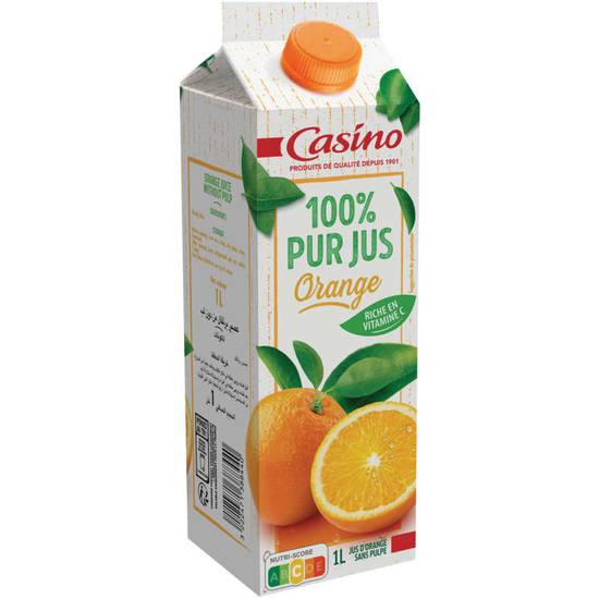 CASINO - Jus d'orange - 100% pur jus - 1l