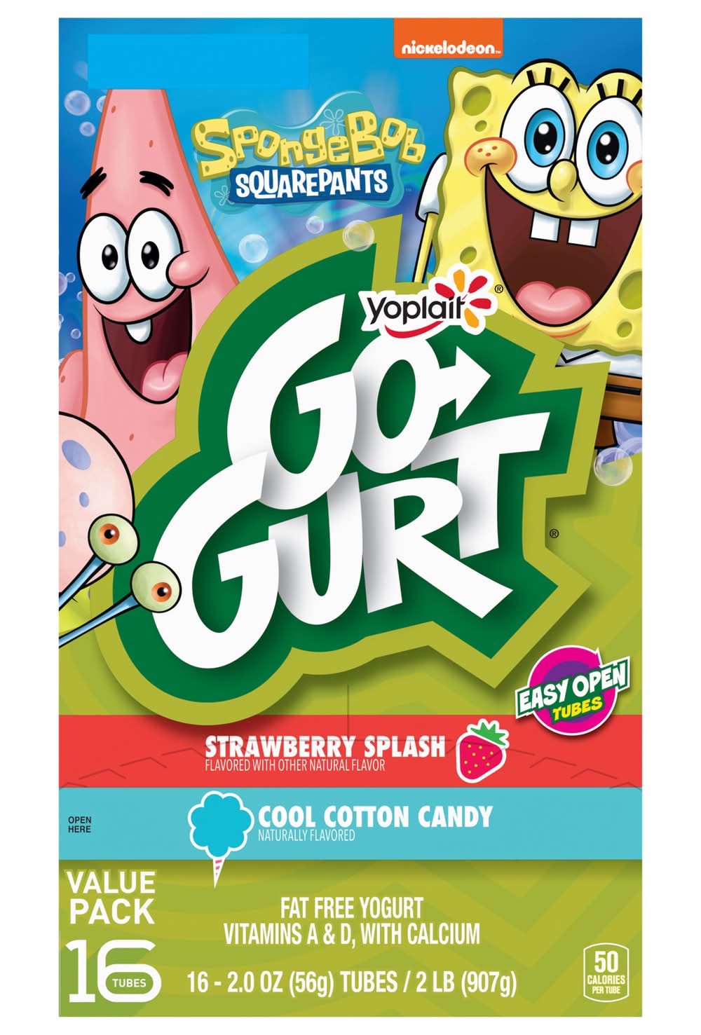 Go-Gurt Splash & Cool Yogurt, Strawberry-Cotton Candy (32 oz, 16 ct)