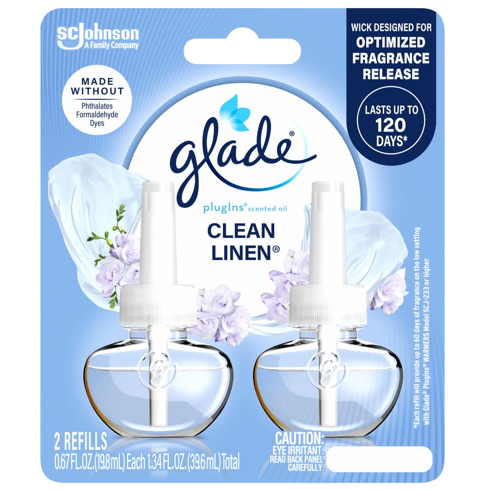 Glade Plugins Scented Oil Refills, Clean Linen (2 x 0.67 fl oz)