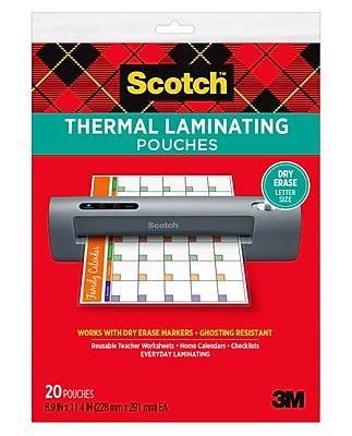 Scotch® Dry Erase Thermal Laminating Pouches, Letter Size, 8.9 x 11.4, 20/Pack (TP3854-20DE)