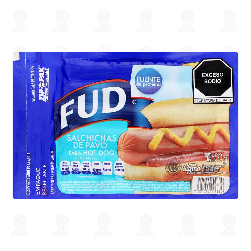 FUD · Salchicha de pavo para hot dog (10 un)