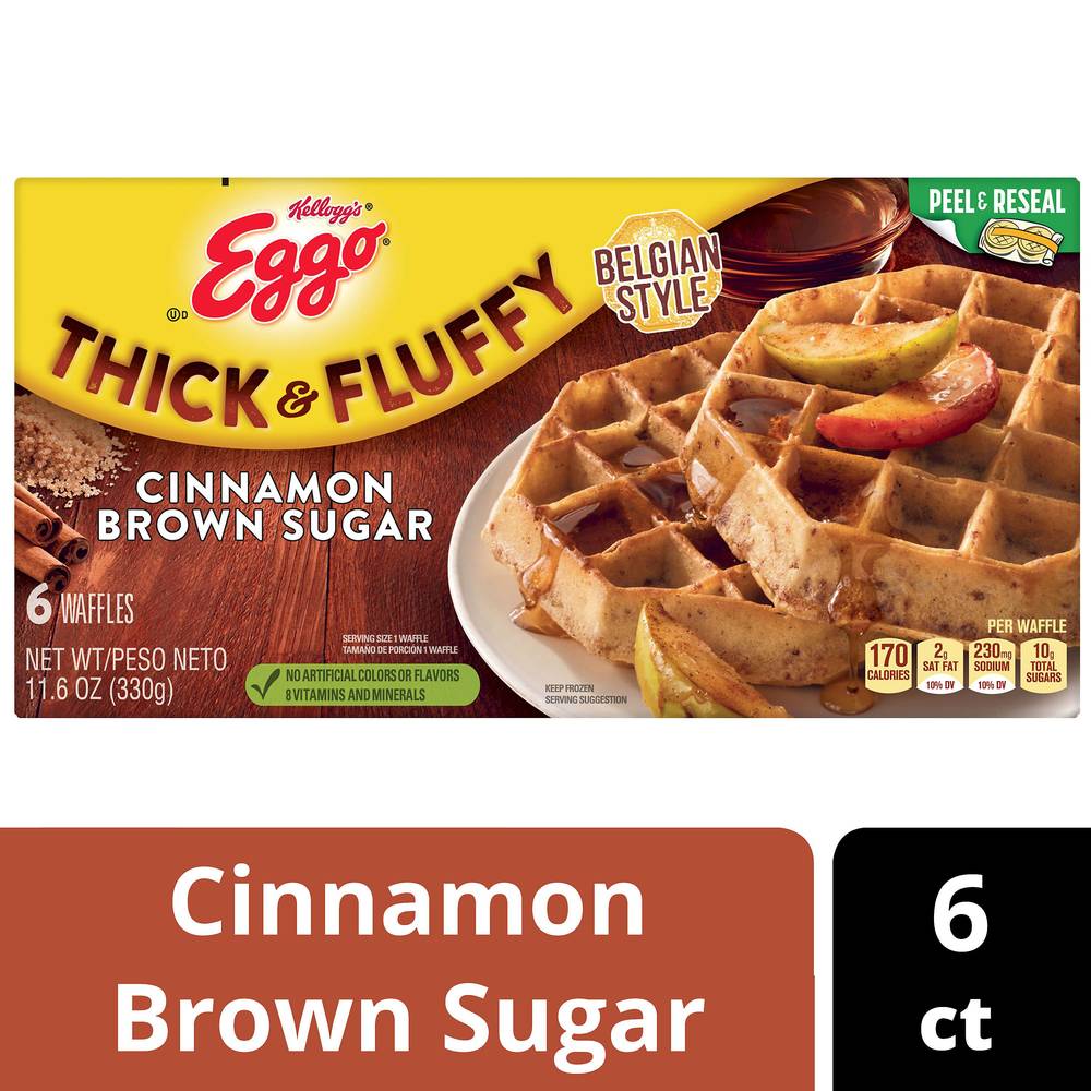 Eggo Thick & Fluffy Cinnamon Brown Sugar Belgian Style Waffles (11.6 oz, 6 ct)