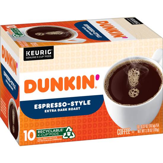 Dunkin' Espresso-Style Extra Dark Roast K-Cup Pods, 10 CT