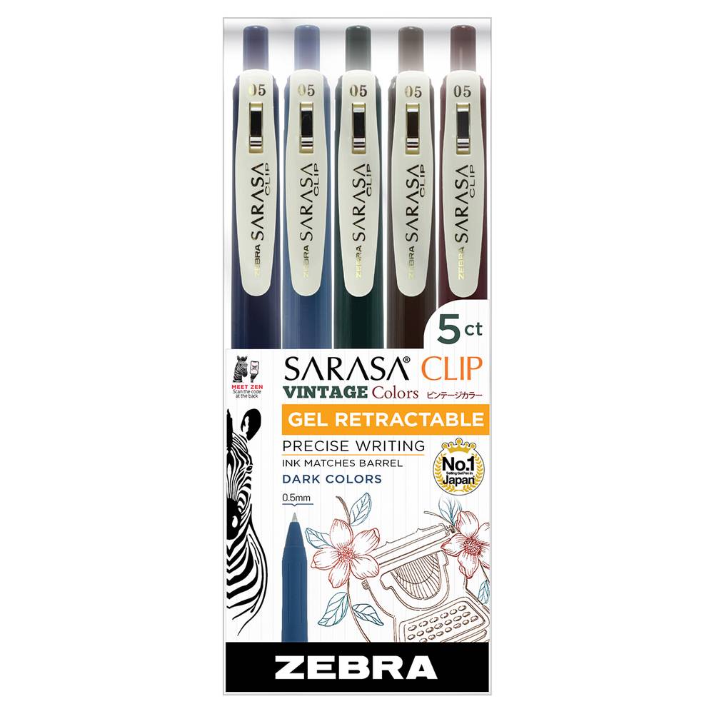 Zebra Retractable Gel Pens (5 ct)