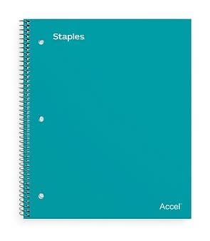 Staples Premium Poly 1-Subject Notebook, 8 x 10.5, Wide Ruled, 100 Sheets, Teal (ST20961D)
