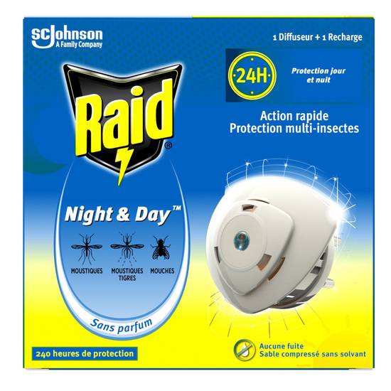 Raid - Anti insecte volants diffuseur avec recharge action rapide sans parfum