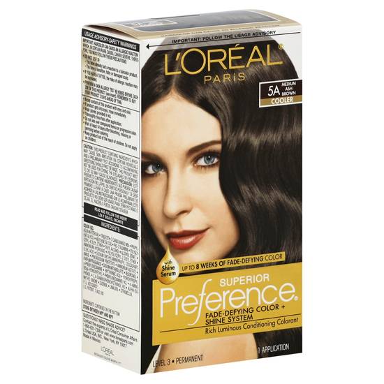 L'oréal Paris Superior Preference Medium Ash Brown 5a Cooler Permanent Haircolor