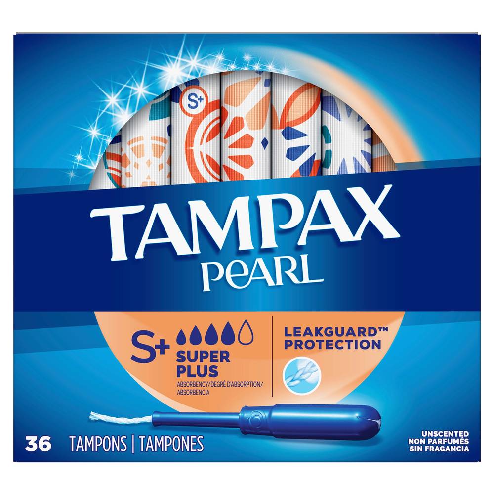 Tampax Pearl S+ Absorbency With Leakguard Braid Unscented Tampons (0.7 lbs, 36 ct)