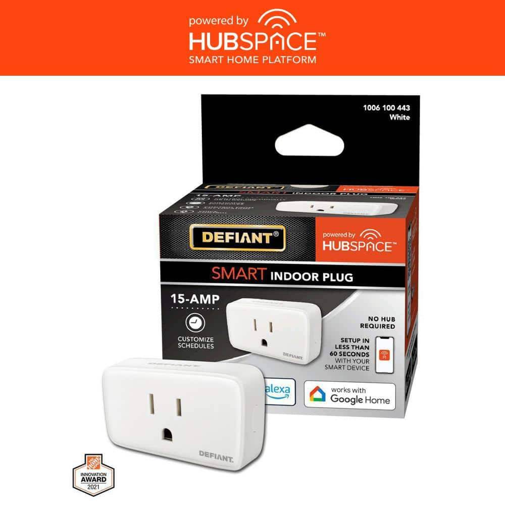 Defiant 15 Amp 120-Volt Indoor Smart Plug & Timer Wi-Fi Bluetooth Single Outlet Powered By Hubspace