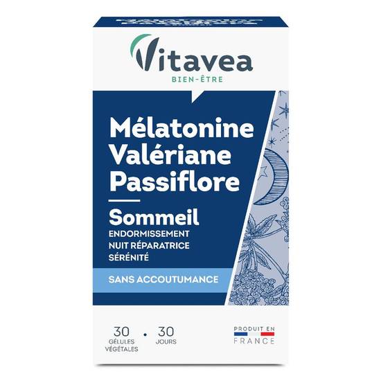 Compléments alimentaires mélatonine valérinane passiflore Vitavea x30