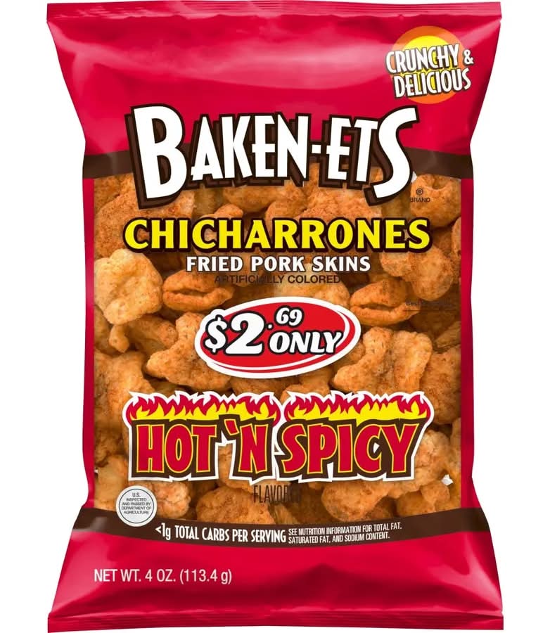 Baken-Ets Fried Pork Skins Chicharrones Hot n Spicy