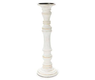 Whitewash Finial Pillar Candle Holder, (16")