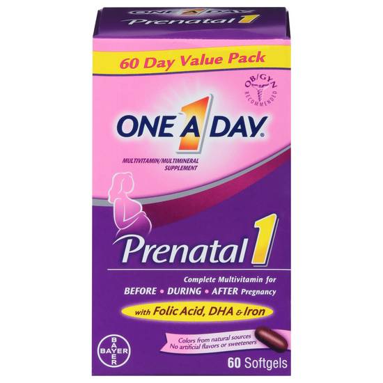 One a Day Women's Prenatal 1 Multivitamin With Dha & Folic Acid Softgels (60 ct)