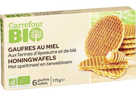 Carrefour biscuits bio gaufres au miel (6 pièces)