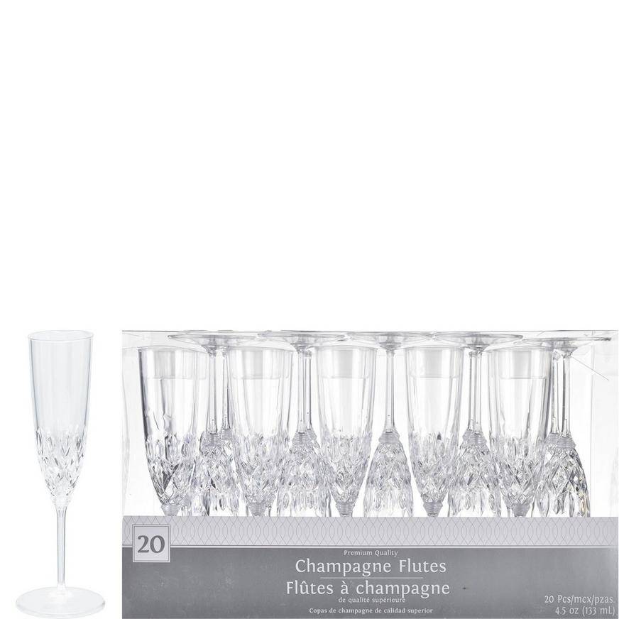 Party City Crystal Cut Premium Plastic Champagne Flutes (20 ct) (clear)