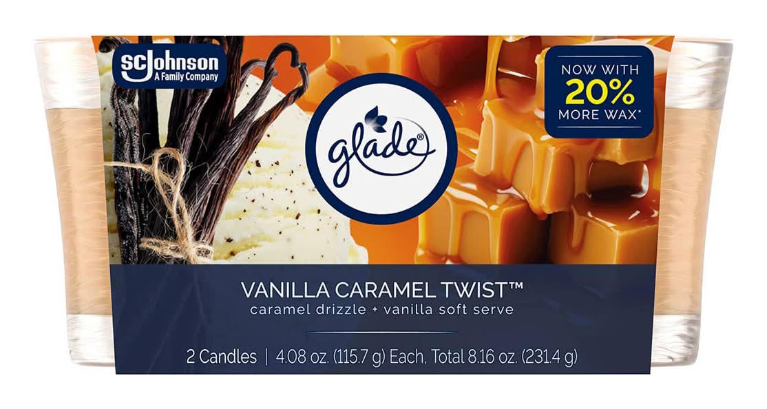 Glade Wick Candle, Vanilla Caramel Twist (2 x 4.08 oz)