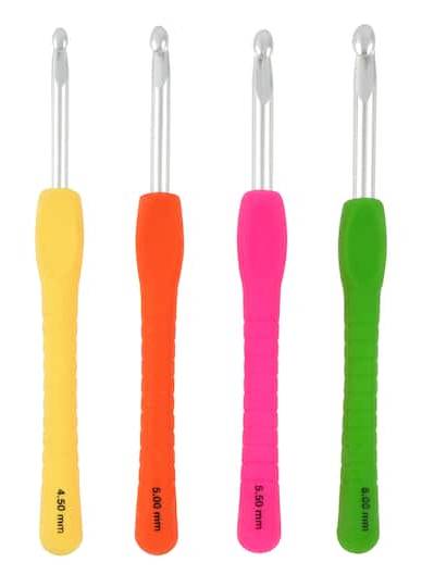 Loops & Threads Ergonomic Aluminum Crochet Hook Set (4 ct)