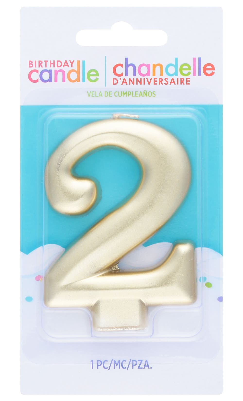 Amscan Numeral #2 Metallic Candle - Gold