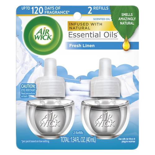 Air Wick Essential Oils Fresh Linen Scented Oil Twin Refill .67oz