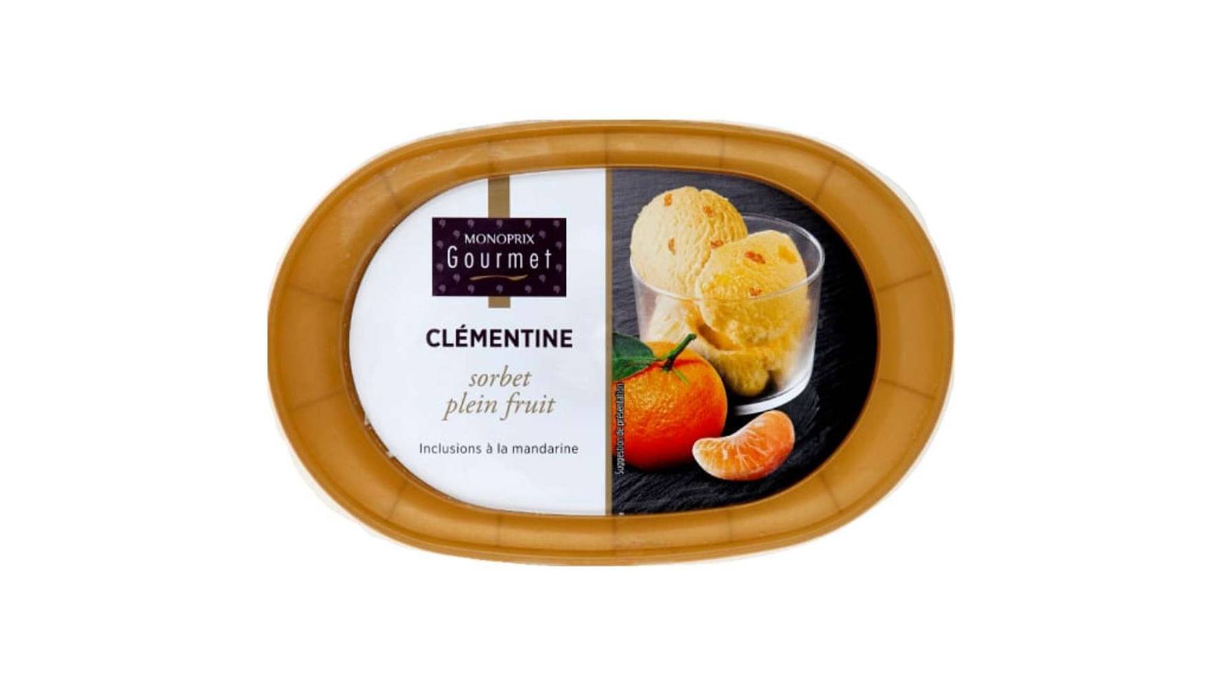 Monoprix Gourmet - Sorbet plein fruit inclusions à la mandarine (clémentine)