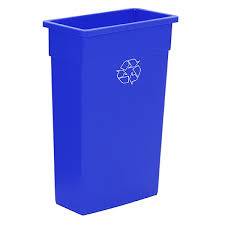 Continental 8322-1 Blue Wall Hugger Recycling Container w/o Handles, 23 Gallon