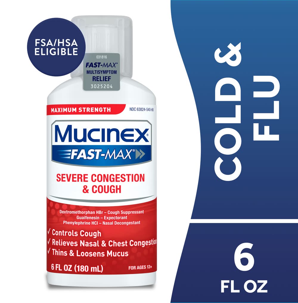 Mucinex Fast-Max Maximum Strength Severe Congestion & Cough Liquid Ages 12+ (6 fl oz)