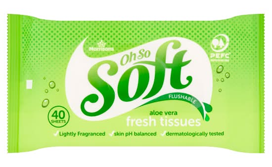 Morrisons Oh So Soft Flushable Aloe Vera Fresh Wipes (40 pack)